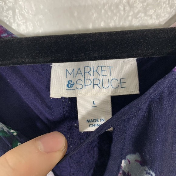 Market and Spruce Women Blue Floral Tank Top size Large - Picture 8 of 11